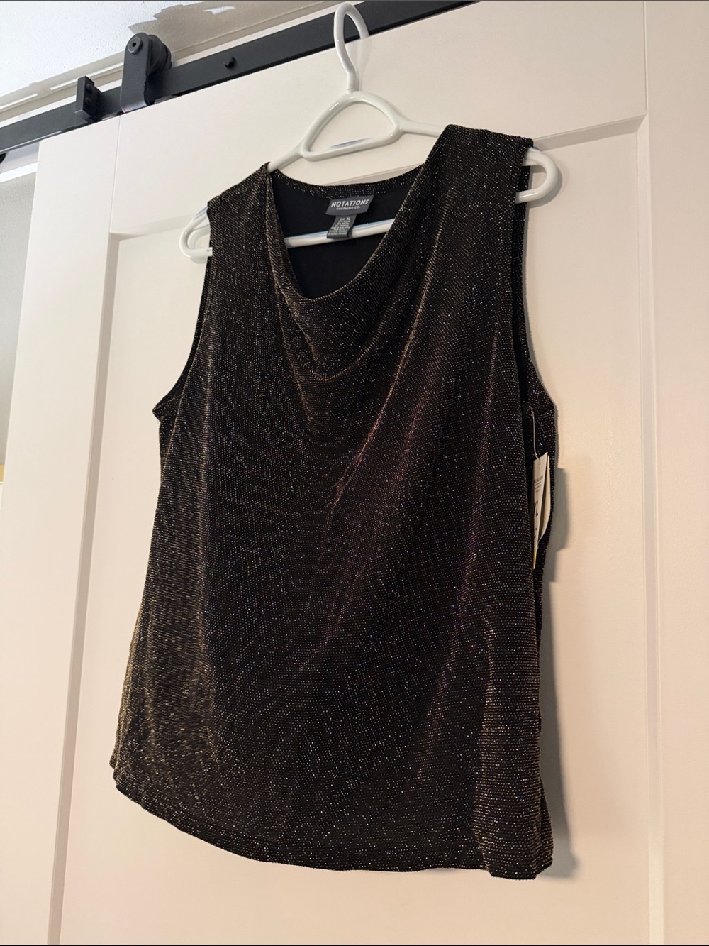 Notations Metallic Black Cowl Neck Camisole
